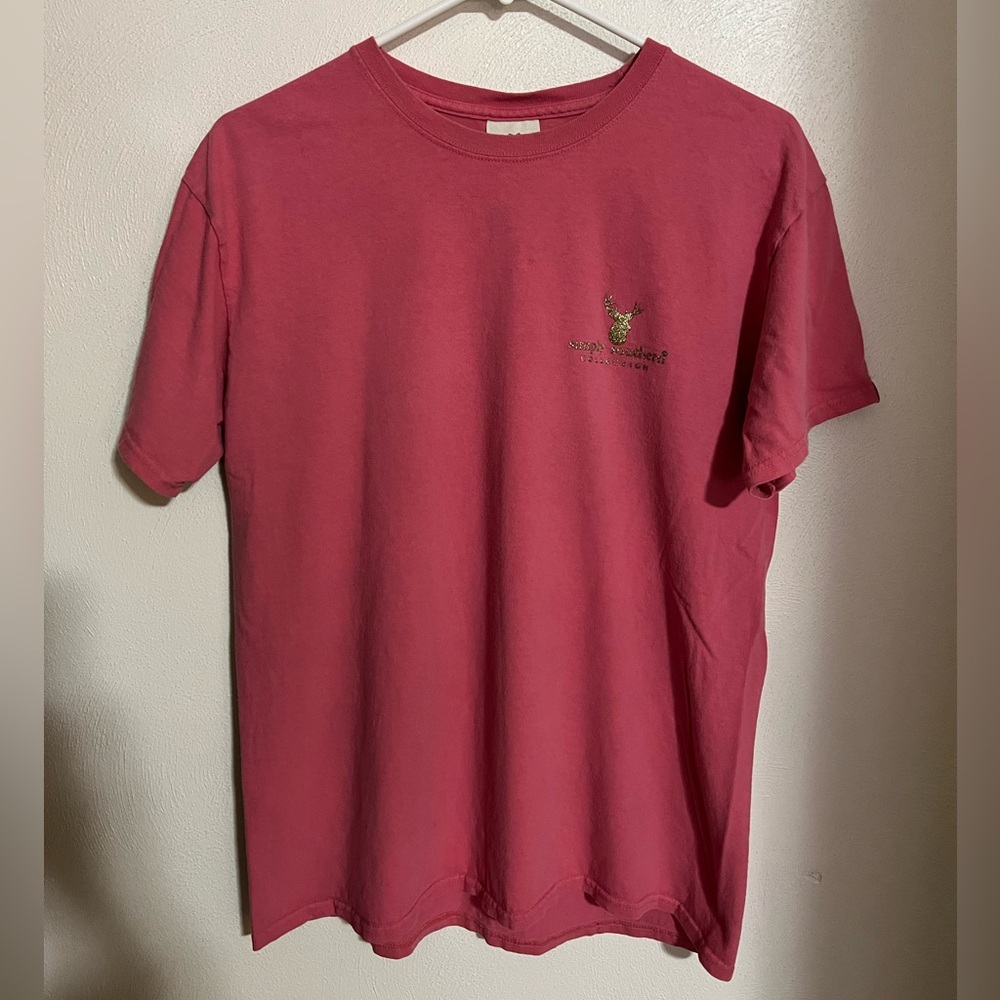 SIMPLY SOUTHERN Hey Deer Floral Buck Antlers T Shirt‎ Pink Gold Women's Size M